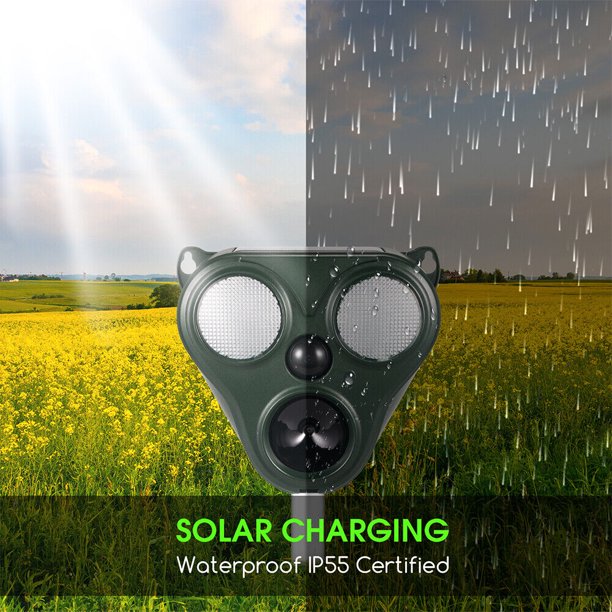 JahyElec Upgraded Waterproof SolarPowered Ultrasonic Animal Repellers Repel Dogs And Cats Pests