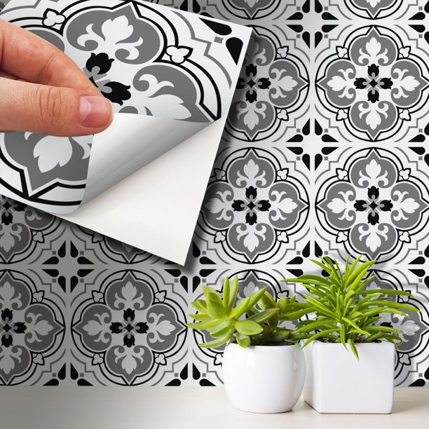 Walplus Peel and Stick Backsplash Seamless Antique Floral Wall Tile