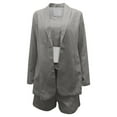 thumbnail image 6 of WXLWZYWL Womens Suits Blazer and Pants Solid Long Sleeve Cardigan Coat Pocket Vest Shorts Suit Dark Gray, 6 of 6