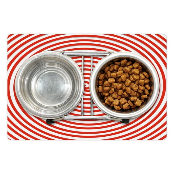 Spires Pet Mat for Food and Water, Tapering Spiral Concentrate Emanates to a Point Centripetal Planar Curve Image Print, Non-Slip Rubber Mat for Dogs and Cats, 18" X 12", by Ambesonne