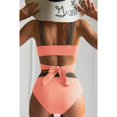 thumbnail image 5 of Women's High Waist Bikini Set Cross Back Tummy Control Two Piece Swimsuit Cover Belly Beach Swimwear for Vacation,Pink,XL, 5 of 8