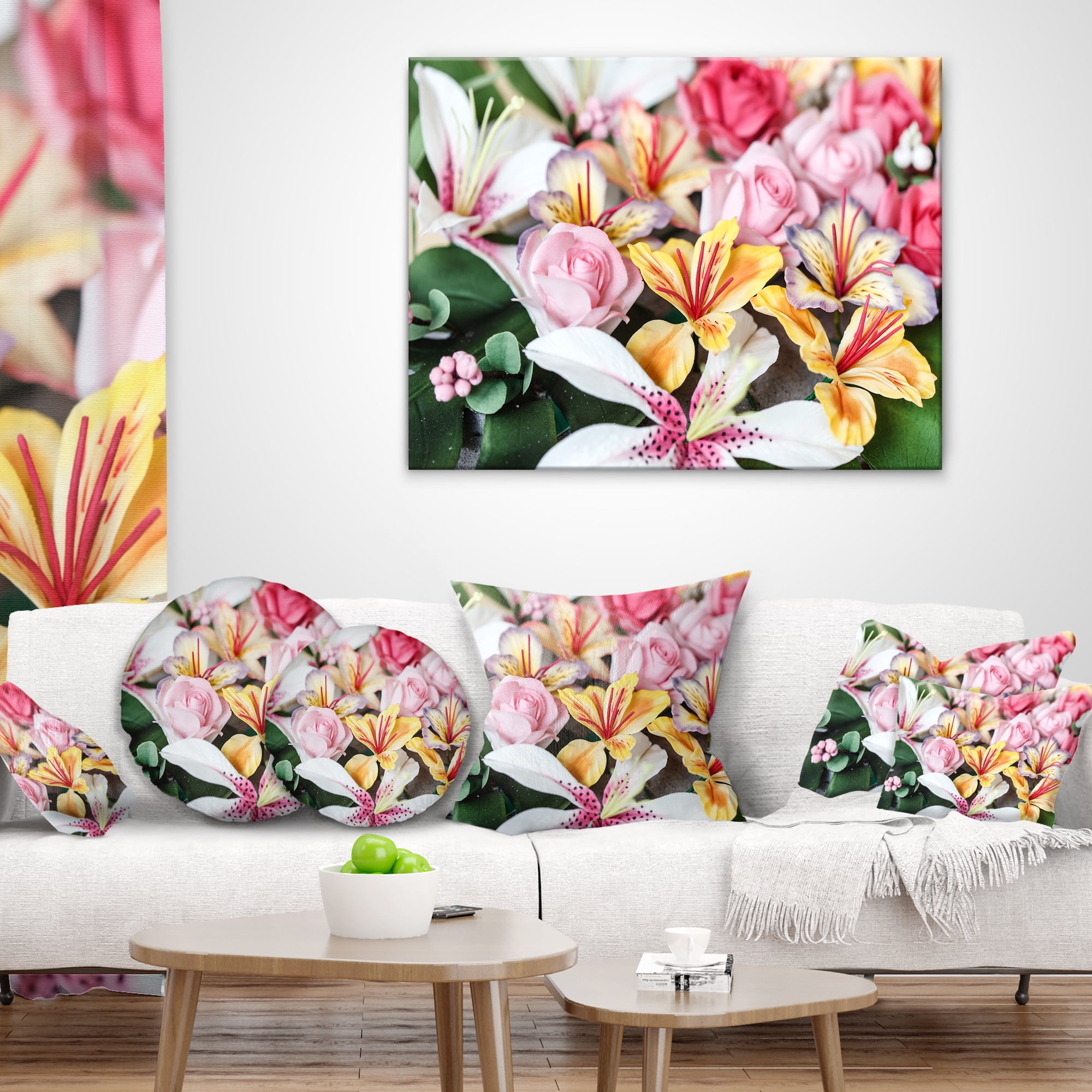 Designart Beautiful Sugar Flower Decoration - Flower Throw Pillow - 12x20