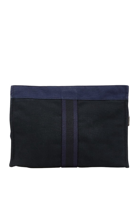 Pre-Owned Hermes Foulet Clutch Bag/Second Bag Navy/Black Canvas Women's HERMES