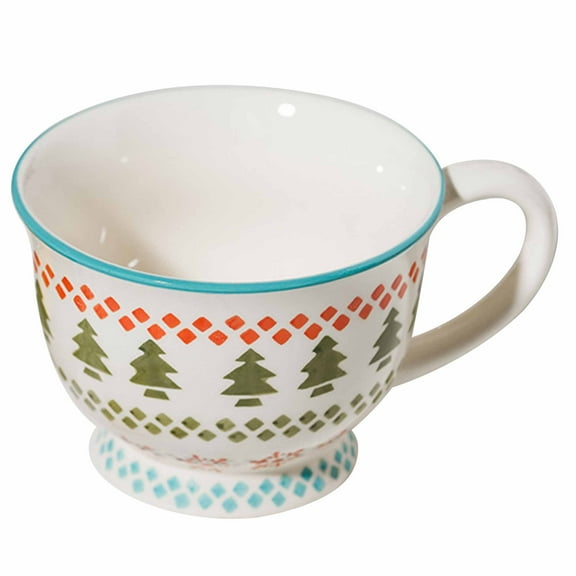 Qeeadeea Soup Cups With Handles, Ceramic Bouillon Cups, Microwave Soup Bowl, Soup Mug, Breakfast Bowl-blue-12x12x8.5cm, 450ml