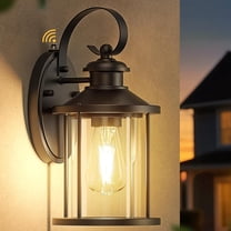 Outdoor Porch Light with E26 Sockets Dusk to Dawn Outdoor Light Glass Shade Exterior Lighting Fixtures Waterproof Outside Light for House Patio Garage Black