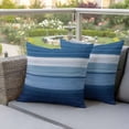 thumbnail image 3 of Outdoor Pillow Covers 26x26 Set of 2, Blue Ombre Stripe Waterproof Patio Throw Pillow Covers for Couch Sofa Chair, Farmhouse Striped Modern Abstract Art Decorative Pillowcases for Throw Pillows, 3 of 9