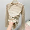 thumbnail image 5 of Women's Round Neck Striped Long Sleeve T Shirt – Slim Fit Base Layer for Fall and Winter, 5 of 5
