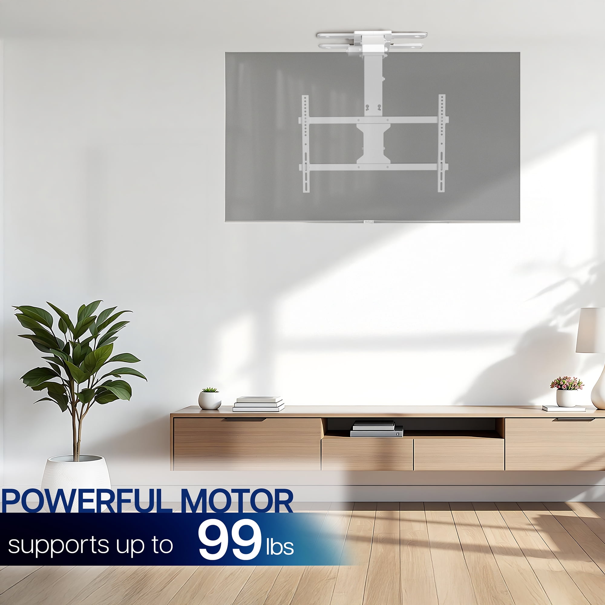 VIVO White Electric Flip Down Ceiling TV Mount for 37 to 70 inch Screens