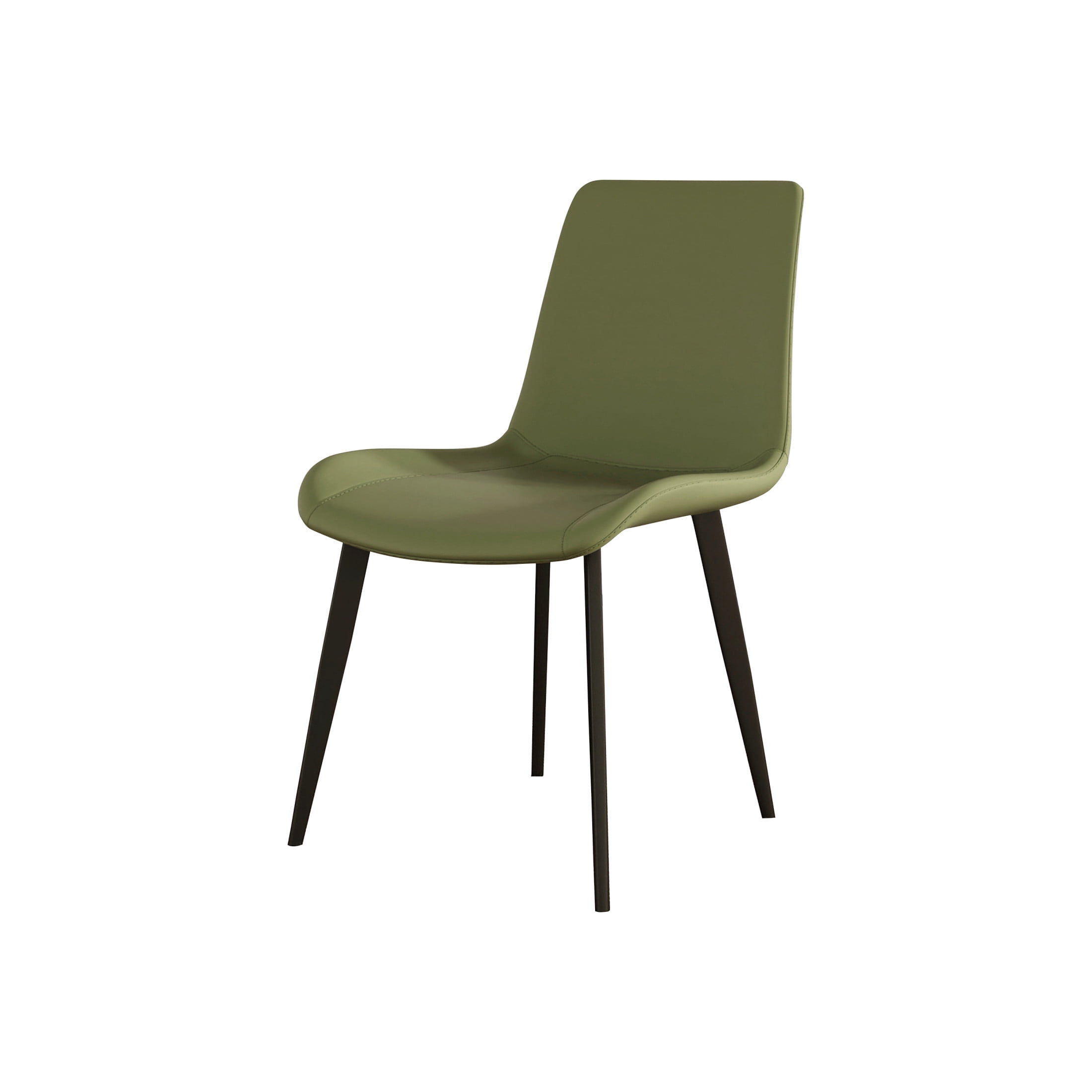 Noble House Modern PU Leather Upholstered Dining Chairs with Metal Legs, Armless Side Chairs, Olive Green, Set of 4
