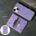 thumbnail image 2 of for iPhone 13 Wallet Case, 2-in-1 Detachable Back Magnetic Cover & PU Leather Wallet Phone Case, with Folio 4 Card Holders, Support Mag-Safe Charging Case for iPhone 13, Purple, 2 of 6