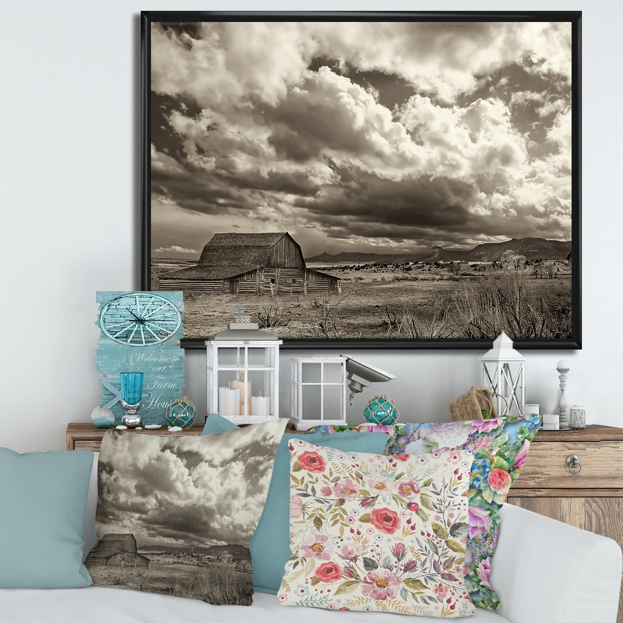 Designart 'Clouds After The Rain On The Prairie' Traditional Framed Canvas Wall Art Print