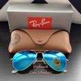 thumbnail image 2 of RB-Hip Hop-sunglasses Aviator Blue Flash Lenses RB3025 Gold Frame 58 / 62 Unisex New, 2 of 5