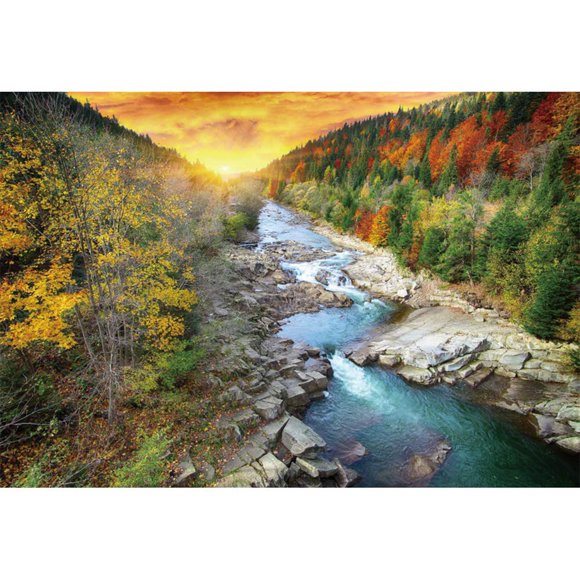 DORCEV 10x8ft River in Mountains at Autumn Backdrop Autumn Nature Mountain Landscape Sunrise Morning Autumn Forest Tree Scene Room Wallpaper Activity Holiday Travel Kids Adult Photo Studio Props