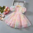 thumbnail image 2 of Flower Girl Dress Organza Toddler Dresses Puff Sleeve & Bow Bcak Girls Princess Dress for Wedding Birthday Party, 2 of 7