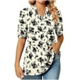 thumbnail image 2 of Ruimatai Women's Printed T-Shirt V-Neck Puff Sleeve Blouse Casual Short Sleeve Tops Soft Comfortable Stylish Fashion Tee, 2 of 9