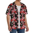 thumbnail image 4 of Xecao offers the Rose Flowers for Men's Casual Short-sleeved Shirt, a button-up collared shirt with a pocket, perfect for beach vacations and yacht travel in the 4X-Large size., 4 of 7