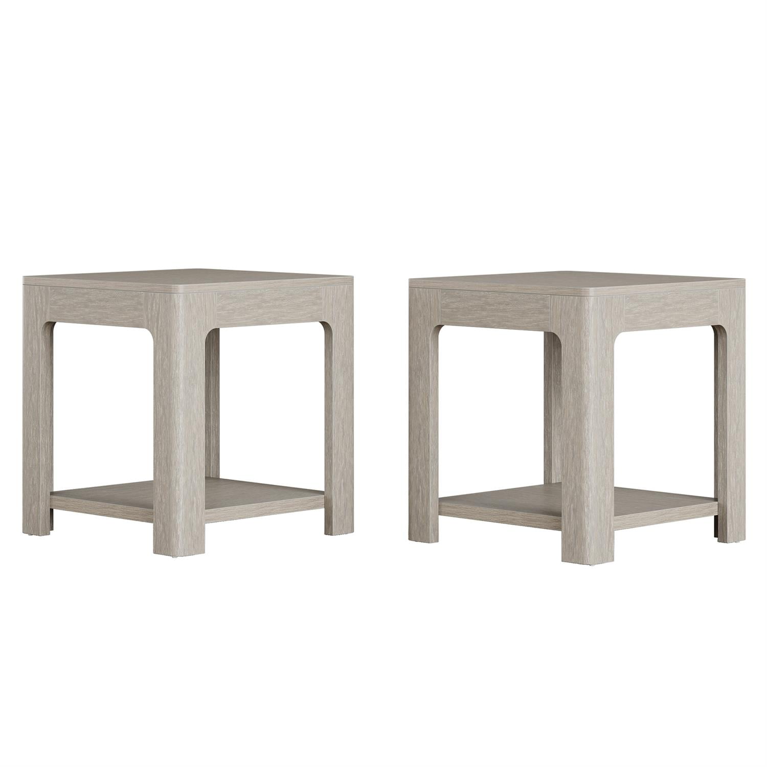 Demi Bonn 22" Modern Gray Wooden End Table, Side Table with Storage, Stylish Ottoman with Lower Shelf for Living Room, Gray