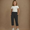 thumbnail image 2 of Lenpel Girls' Capri Pants Loose High Waisted Stretchy Tapered Cropped Lounge Pants Soft Casual Capris Sweatpants 4-14 Y, 2 of 7