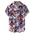 thumbnail image 2 of Mens 250 Anniversary USA Shirt Short Sleeve Button Down Lapel Blouse Independence Day Patriotic Beach Shirts for Men Blue L, 2 of 5