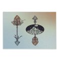 thumbnail image 1 of Occult Cutting Board, Boho Elements with Feather and Rocky Mountain Arrow Design, Decorative Tempered Glass Cutting and Serving Board, Small Size, Sepia Blue, by Ambesonne, 1 of 1