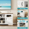 thumbnail image 6 of Senfot 65'' Tall Farmhouse TV Stand with LED Light, TV Cabinet with 2 Barn Doors, 3 Open Storage Shelves Entertainment Center, Media Console Table for Living Room Bedroom, White, 6 of 7