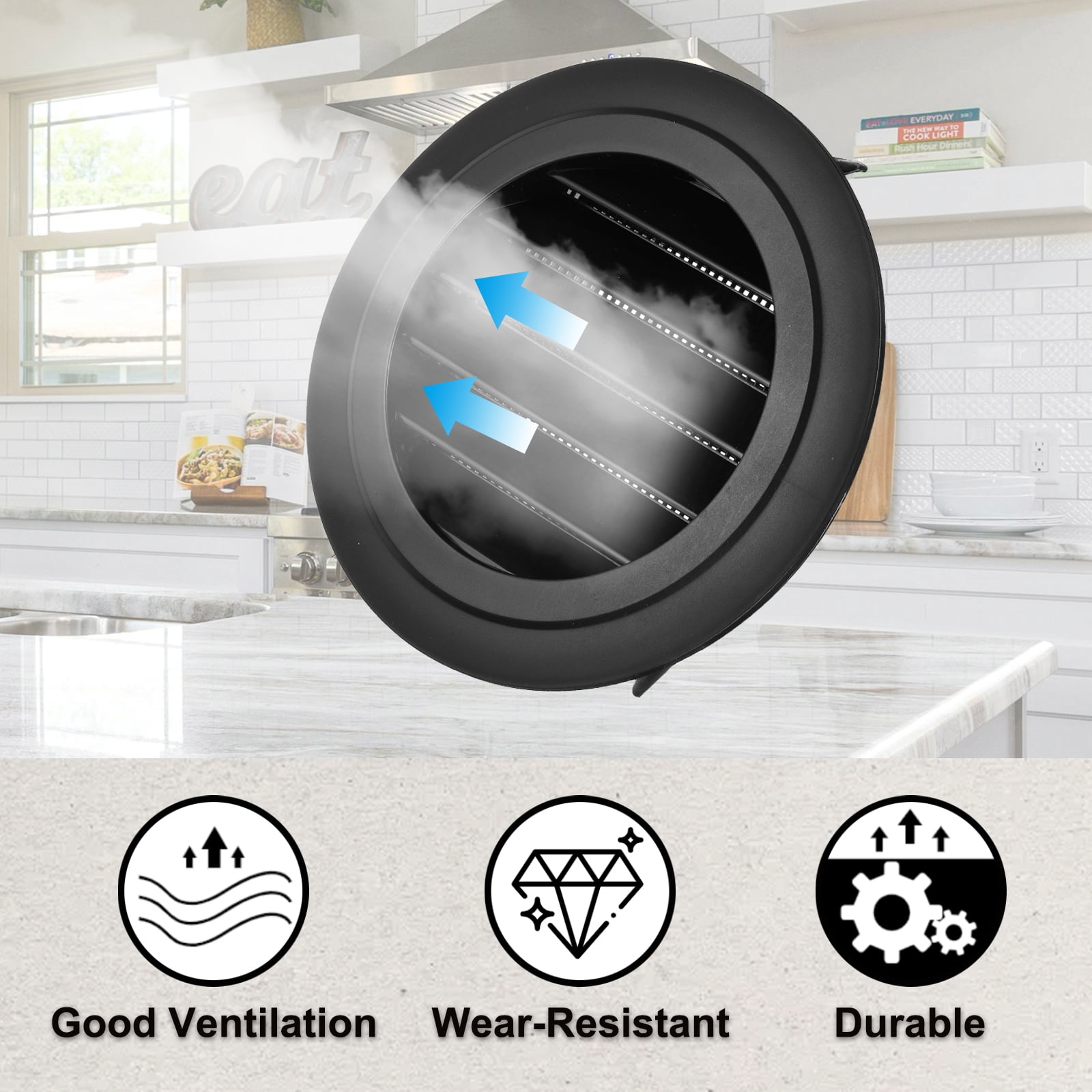 Uxcell Round Air Vent Cover Soffit Vents ABS Ceiling Vent Covers Air Vent Louver for Living Room Greenhouse 5 Inch