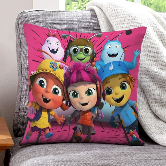ZHANGCAIFENG Beat Bugs-themed plush velvet Pillow Cover Case Gifts Pillowcase Home Decorative Throw Cushion Birthday Present Fans Lover18"*18"(45cm*45cm)