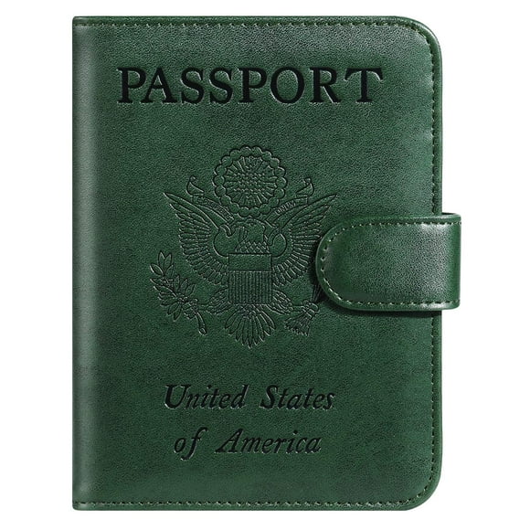 Passport Holder Cover Wallet RFID Blocking Leather Card Case Travel Accessories for Women Men (Atrovirens)