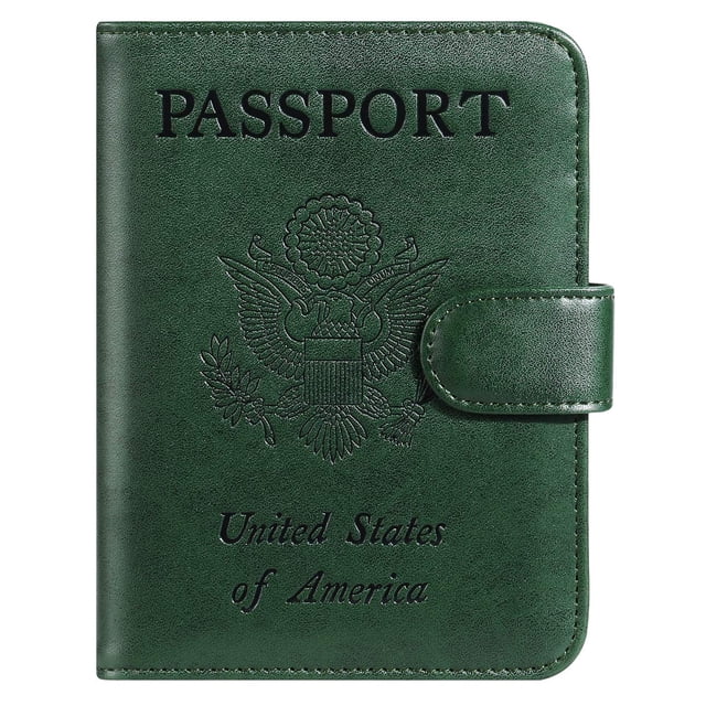Passport Holder Cover Wallet RFID Blocking Leather Card Case Travel Accessories for Women Men (Atrovirens)
