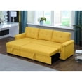 thumbnail image 5 of Bowery Hill Yellow Linen Fabric Reversible Sleeper Sectional Sofa with Storage, 5 of 12
