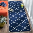 thumbnail image 4 of SAFAVIEH Dhurrie Solomon Geometric Moroccan Wool Runner Rug, Navy/Ivory, 2'6" x 8', 4 of 5