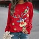 thumbnail image 3 of Suéter de Navidad para mujer, Jersey suelto de manga larga con cuello redondo, jerséis estampados, suéter cálido de punto feo, Tops de sudadera, Otoño e Invierno, 3 of 5