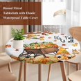 thumbnail image 4 of Fall Pumpkins Round Tablecloth, Fitted Table Cover with Elastic for 55"-60" Round Tables, Thanksgiving Gnomes Autumn Maple Country Rustic Table Cloth Outdoor Dinning Party Waterproof Tablecloths, 4 of 7