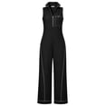 thumbnail image 5 of PWPSG Womens Stand Collar Sleeveless Half Zip Jumpsuits Contrast Stitch Wide Leg Pants with Side Entry Pockets Black XL, 5 of 5