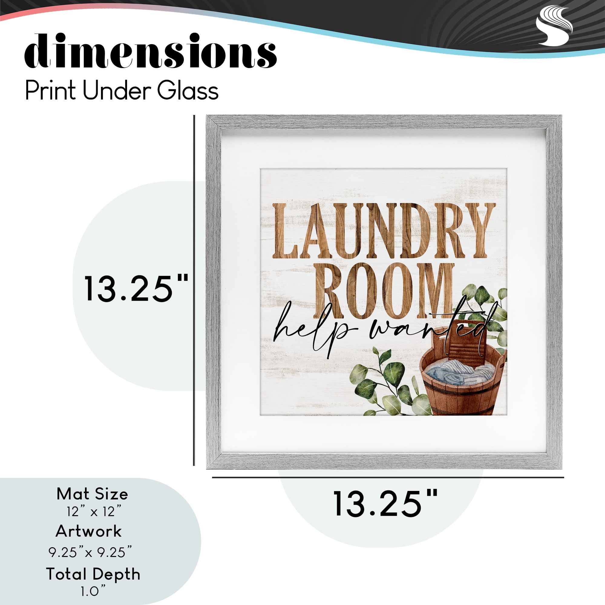 Help Wanted Rustic Laundry Room Gray Framed Print Under Glass, design by Kim Allen