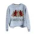 thumbnail image 4 of Women's 2025 Christmas Sweaters Funny Xmas Leopard Plaid Tree Print Long Sleeve Blouses Casual Trendy Stretch Comfy Pullover Tops, 4 of 4