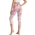 thumbnail image 2 of SCRAWLGOD Cat Bow Stars Print Pink Women's Workout Capri Leggings with Pockets, Stretchable Lightweight Squat Proof Yoga Leggings, High Waisted Gym Athletic Crop Yoga, XL, 2 of 7
