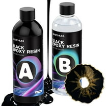 JANCHUN Pure Black Epoxy Resin Kit 16 Oz, Bubble-Free, Anti-Yellowing, Self Leveling Pour Resin Epoxy, Easy Mix 1:1 Coating and Casting Resin for Table Top, Molds, Art and Painting Resin