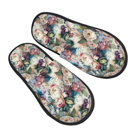 

House Slippers for Women Men - Colorful flowers B Soft House Shoes Fuzzy Slippers Lightweight Slip-On Cozy House Slippers for Woman Indoor Outdoor