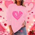 thumbnail image 3 of Crewneck Sweatshirts Valentines Day Tops Womens Long Sleeve Love Heart Printed Loose Pullover Fall Spring Clothes (S, Pink), 3 of 7
