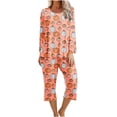 thumbnail image 2 of Ensemble de Détente 2 Pcs pour Femmes Imprimé Halloween Col Rond Manches Longues Ensemble de Pyjamas Confortables pour la Maison Ensemble de Sport Ensembles Assortis pour Femmes en Liquidation, 2 of 5