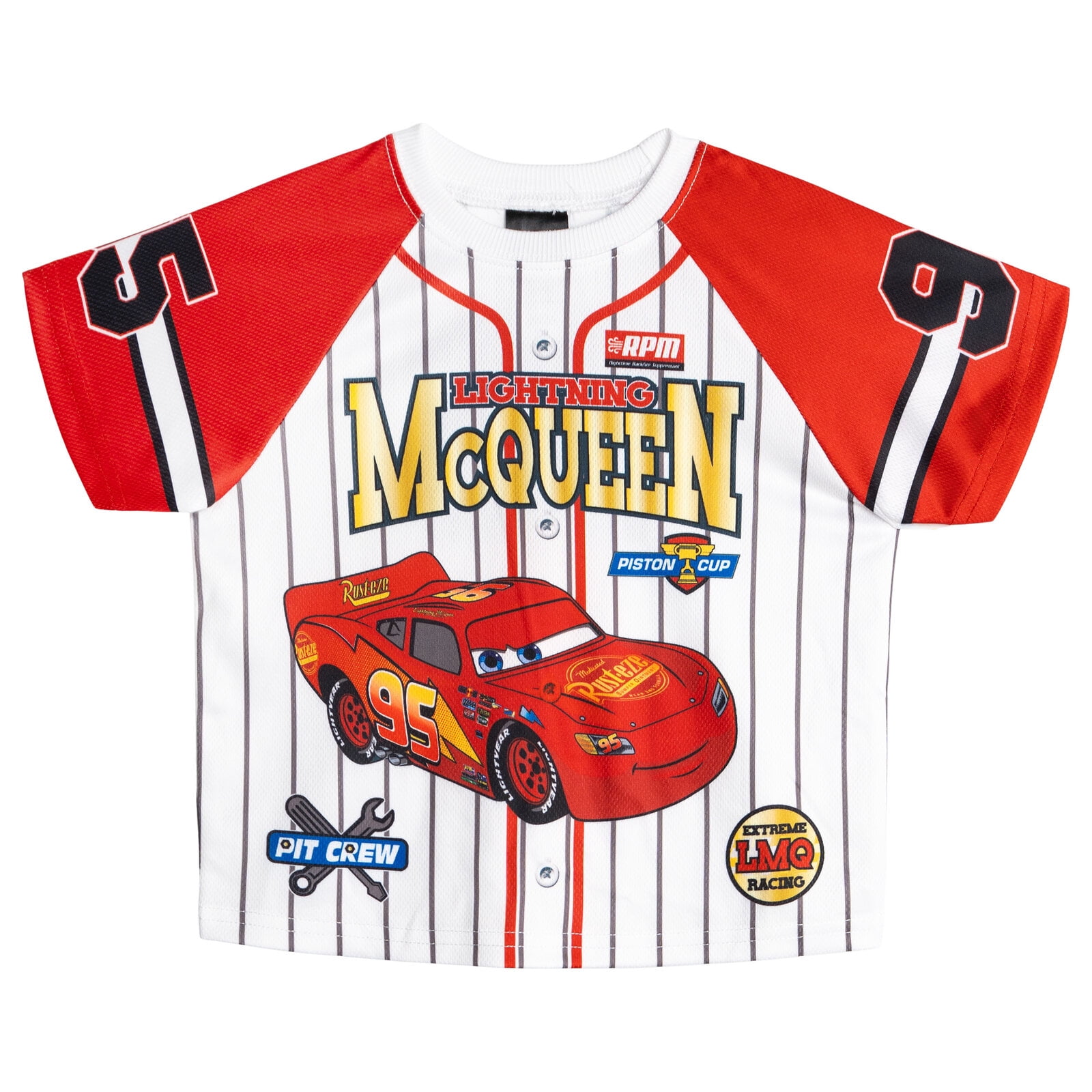 Disney Cars Lightning McQueen Mesh Baseball Jersey Athletic T-Shirt and Shorts Outfit Set Toddler to Big Kid