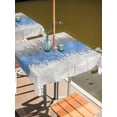 thumbnail image 2 of Outdoor Tablecloth with Umbrella Hole for Patio/Picnic/Party/Camping, Blue Grey Abstract Waterproof Table Cloth Square Cover Washable, Gradient Geometric Graffiti Modern Art (54"x 54"), 2 of 8