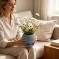 thumbnail image 6 of DefiDgd Ceramic Striped Round Planter With Drainage Tray,Minimalist Style Flower Pot for Succulent Plants Bouquet Floral Desktop Home Office Balcony Indoor Outdoor Garden Decor(Dark Gray), 6 of 6