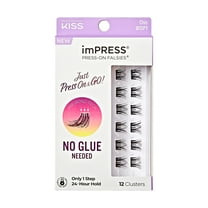 KISS imPRESS Falsies Press On Self Adhesive Eyelashes, Chic, Black, 12 Lash Clusters