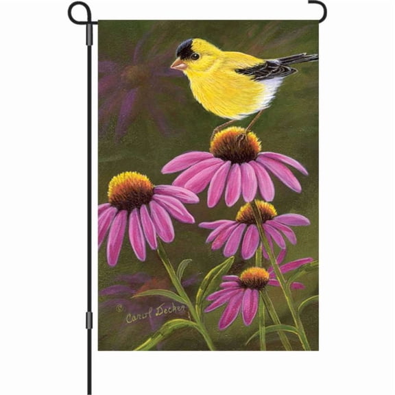 Premier Garden Size Flag - Goldfinch On Cone