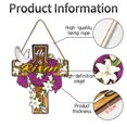 thumbnail image 4 of Taotanxi Easter He He Is Risen Wreath for Front Door Decor Religious Easter Decoration Wooden Egg Rabbit Cross Door Sign Hanging Sign Christian Floral Decor for Party Supplies(Cross Style), 4 of 6