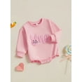 thumbnail image 3 of aturustex Baby Easter Costume for Infant Girl Birthday Romper 0 3M 6M 12M 18M Newborn Long Sleeve Sweatshirts Bodysuit Round Neck Jumpsuits Bunny Lettse Cute Casual Daily Spring Fall Outfits, 3 of 8