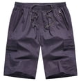 thumbnail image 2 of Cargo Shorts for Men Elastic Waist Straight Leg Loose Fit Casual Knee Length Hiking Work Shorts with Pockets, 2 of 7