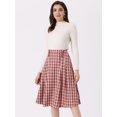 thumbnail image 3 of DARING DIVA Women's Vintage Plaid Pleated A-Line Midi Skirt M Red, 3 of 6